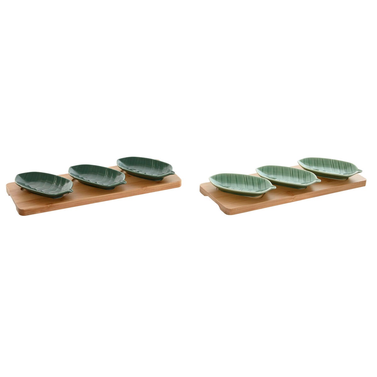Set Antipasto In Porcellana Bamb&ugrave; Verde Tropicale - 4 Pezzi, 28.4x10.5x3cm | Lavabile In Lavastoviglie