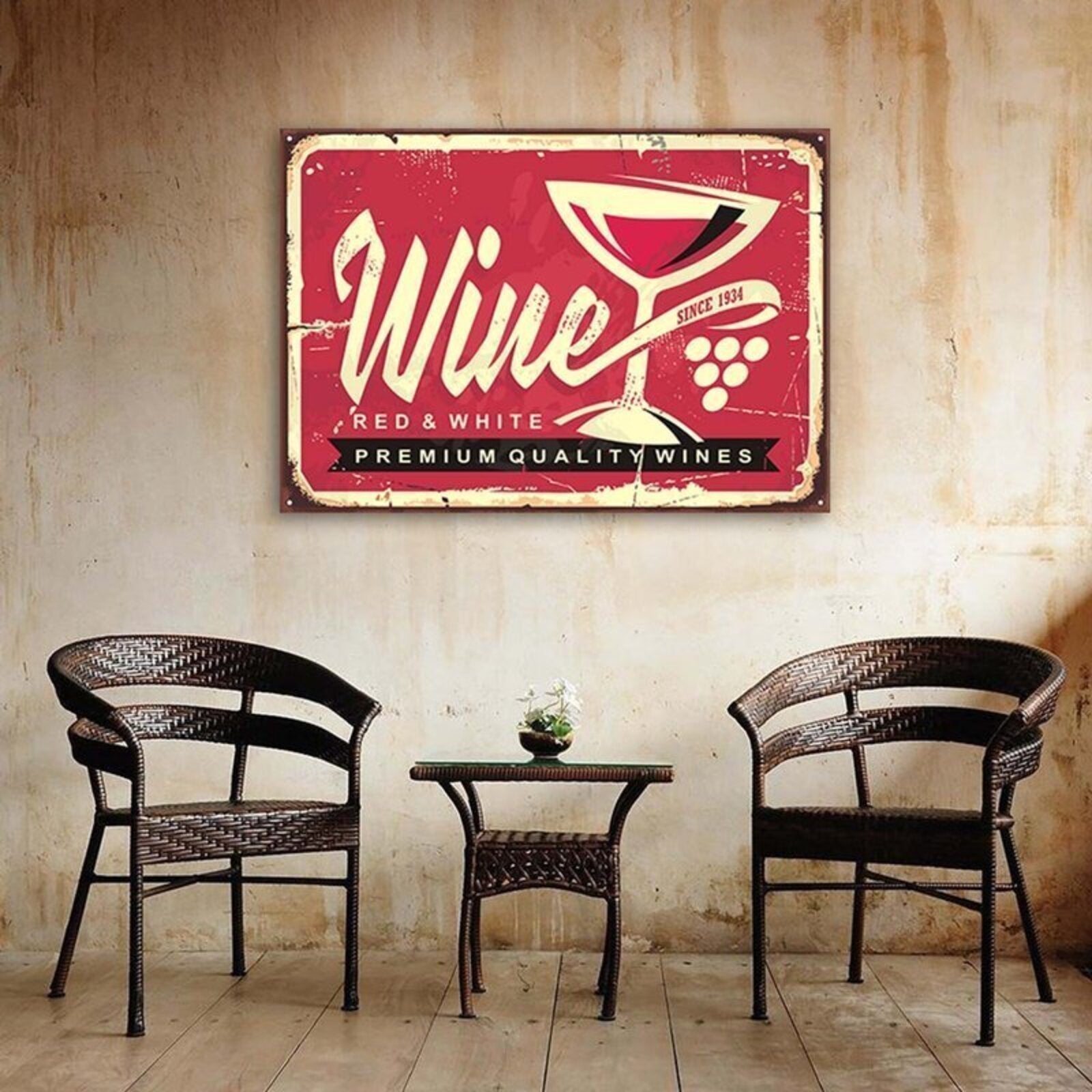 Tableau bois rétro - vin - 90 x 60 cm - 3