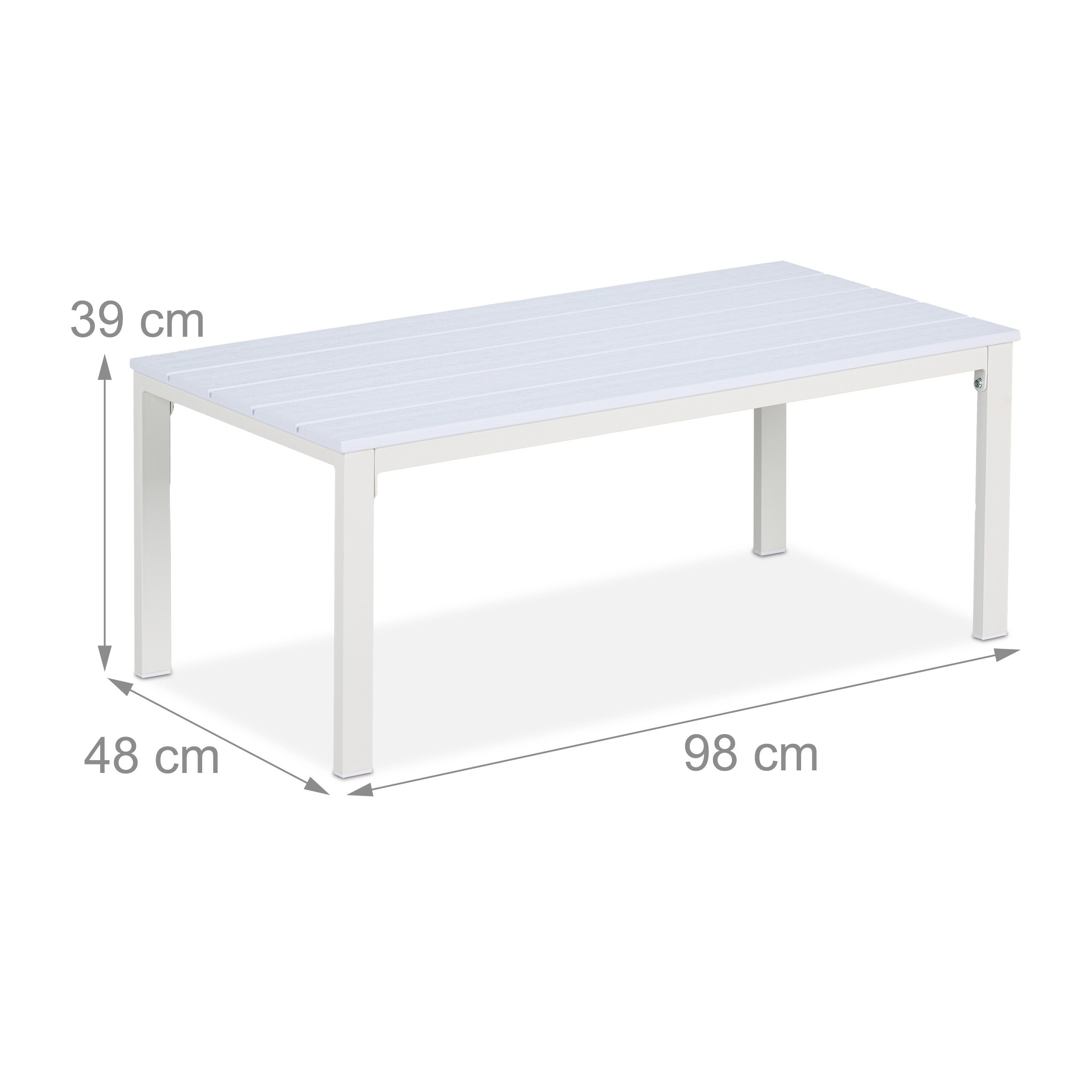 Table basse de jardin rectangulaire en Acier Blanc - 4