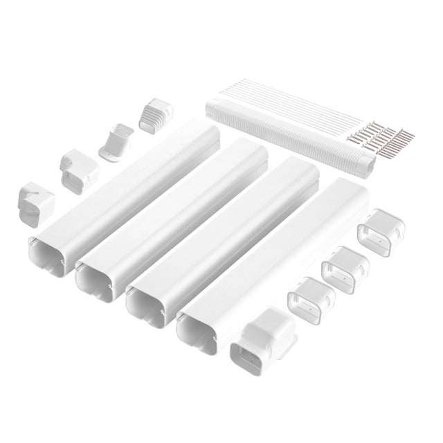 Cache-tuyau décoratif PVC pour climatiseur, 4 conduits droits et tous les composants, installation facile, blanc SucceBuy