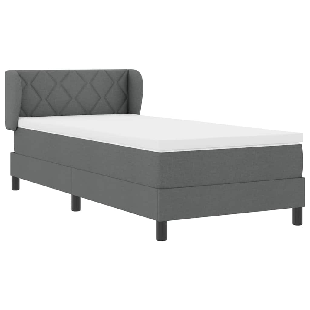 Cadre de lit avec matelas Gris foncé 90 x 200 cm tissu - 7