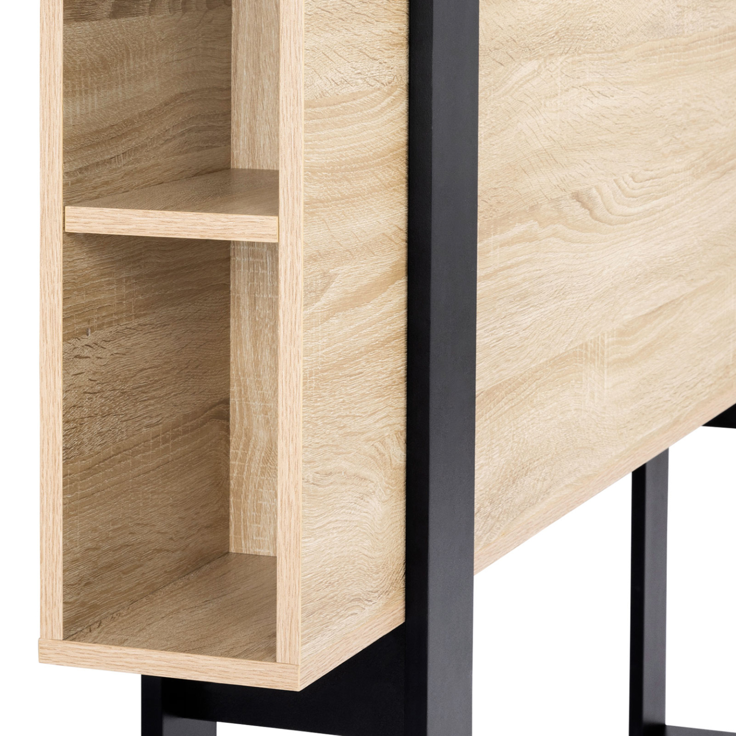 Tête de lit sur pied PHOENIX 160 cm avec rangements bois et noir - 5