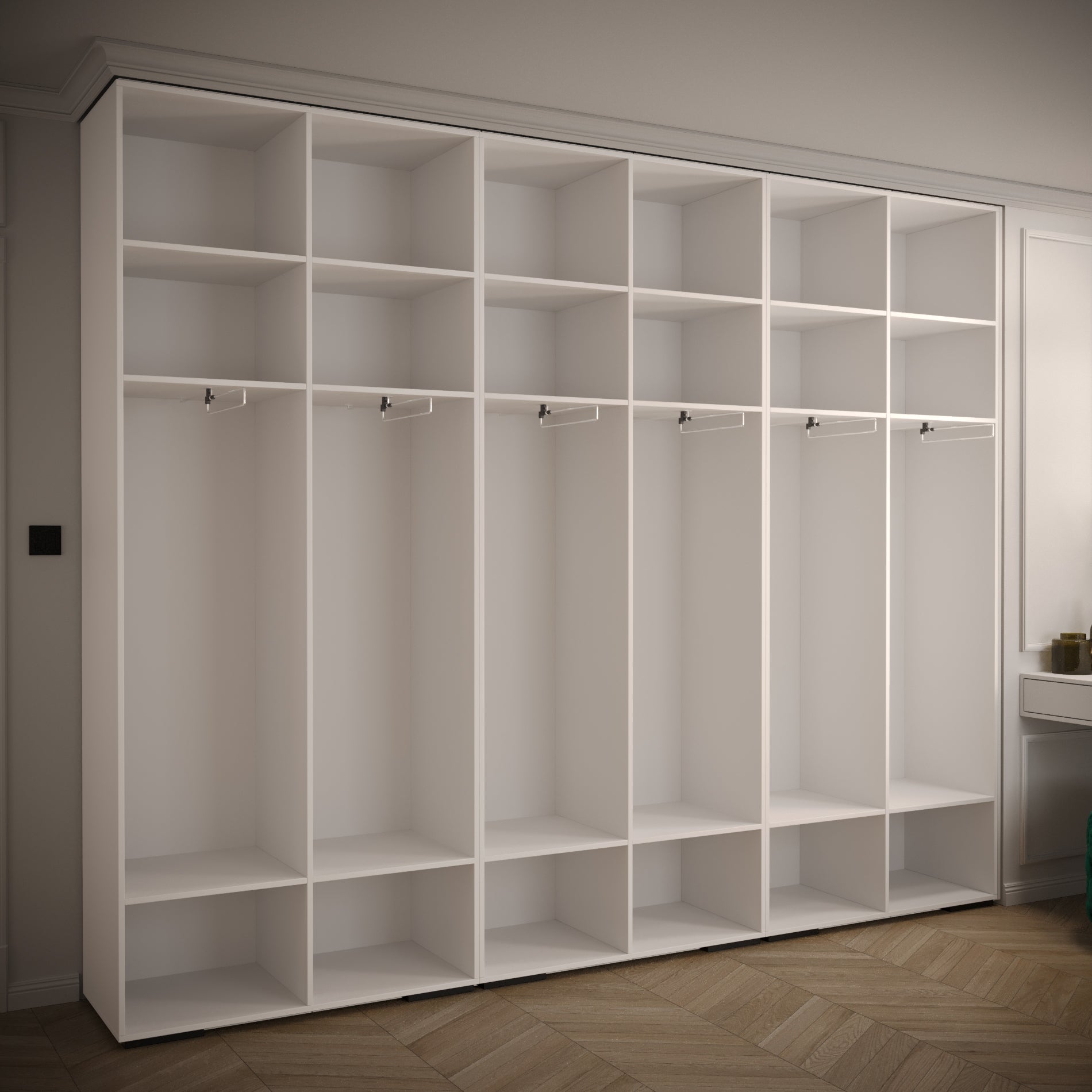 Szafa uchylna otwierana wysoka MANHATTAN RYFEL 5 300 x 40 x 236,7 cm biały + u. złoty Abiks Meble - 3