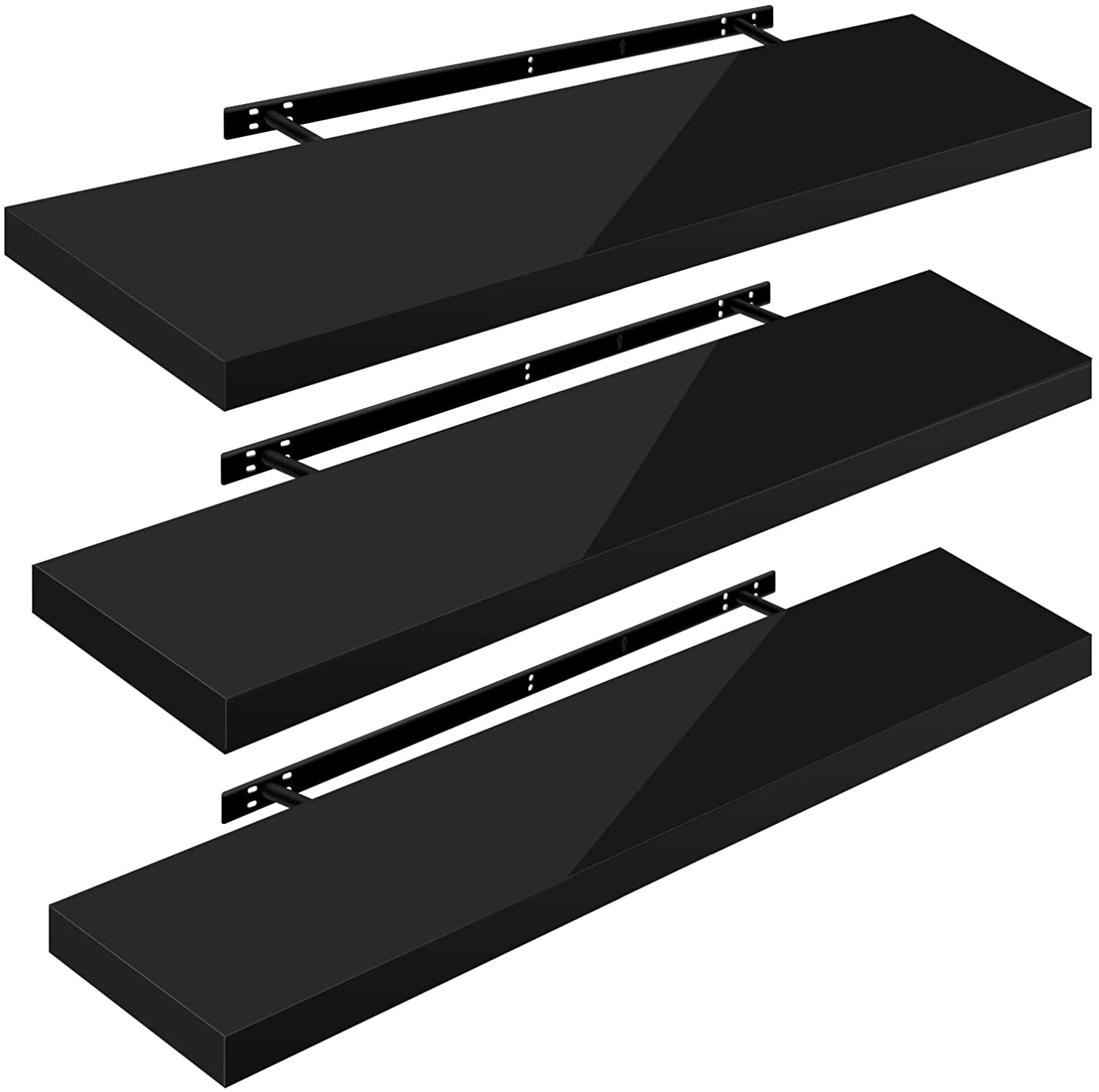WOLTU Lot De 4 Étagères Murales Flottantes MDF - Rangement Salon Cuisine Chambre (25-120cm)