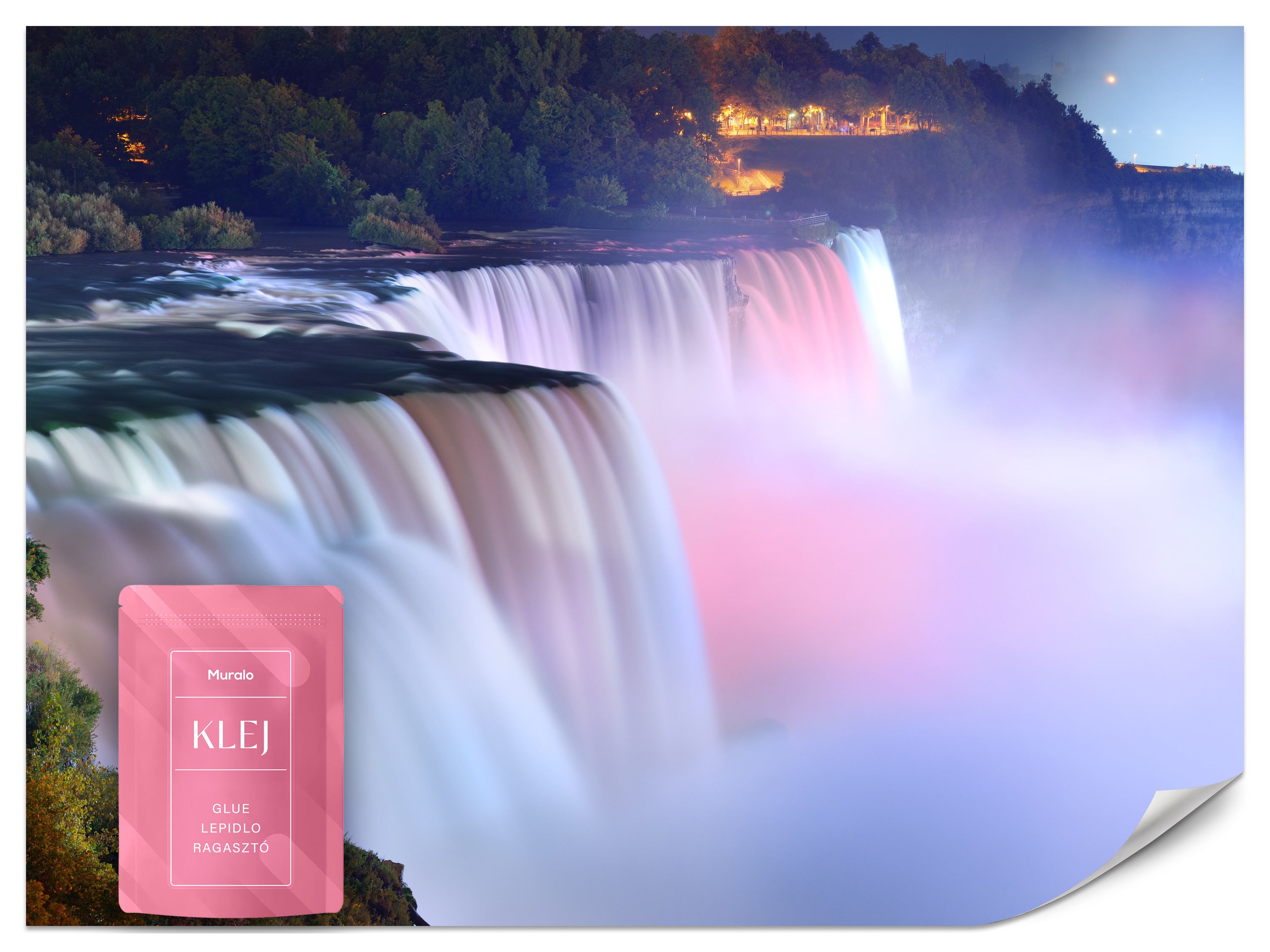 FOTOTAPETA DO SYPIALNI SALONU WODOSPAD NIAGARA ZACHÓD SŁOŃCA 3D 350x256