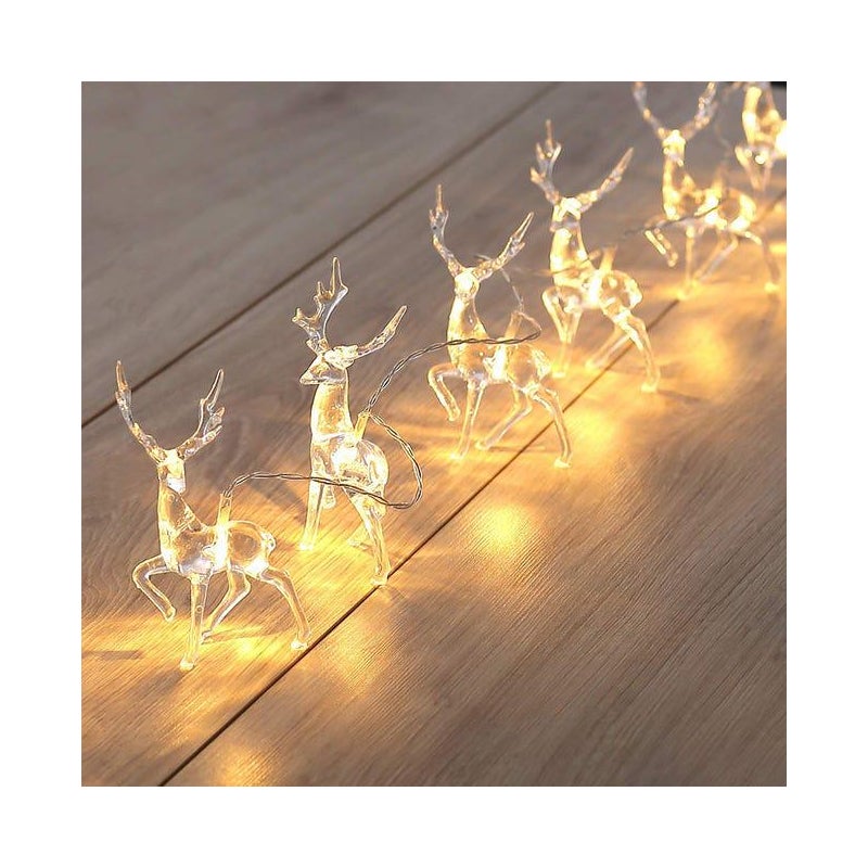 Świąteczne girlandy świetlne, Girlanda zewnętrzna, Ciepłobiała girlanda zewnętrzna LED, Świąteczna girlanda zewnętrzna z reniferem, 3M 20 świateł