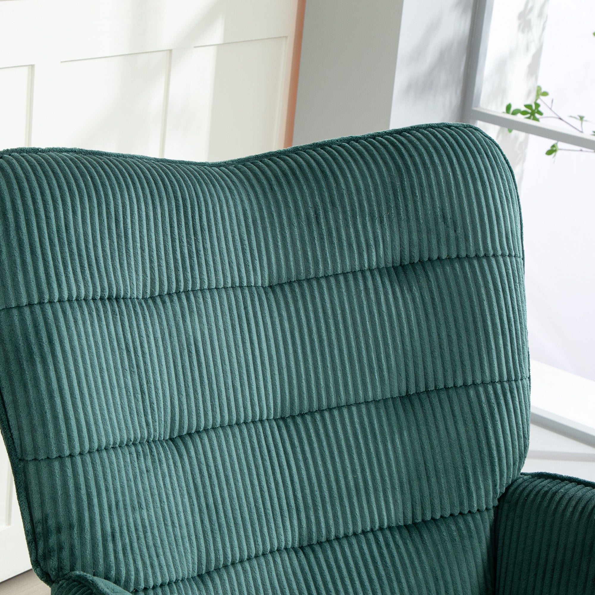 Fauteuil à bascule fauteuil de salon 71x98x101 cm, velours côtelé, vert foncé - 3