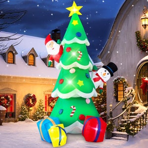 Décor Gonflable Père Noël 8 Pieds (244 Cm) – Avec Lumières LED – Pour Jardin, Pelouse – Résistant Au Vent Et à L’eau