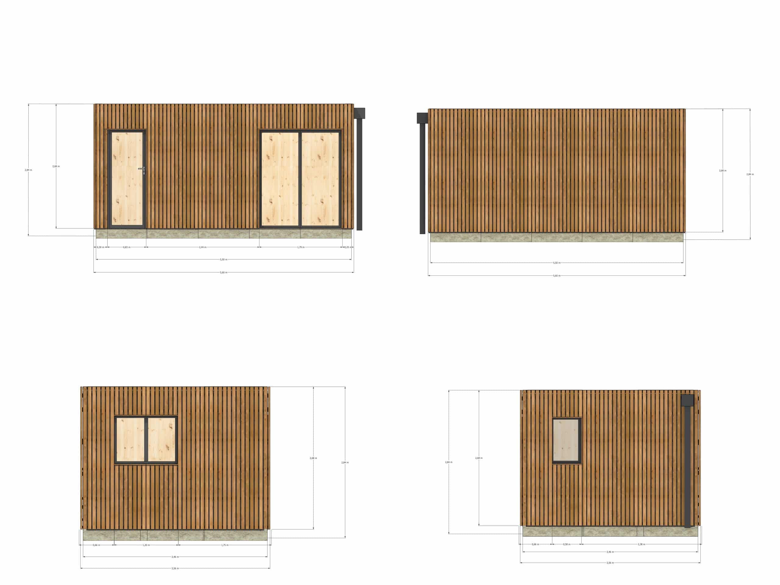Extension maison en bois en bois 5,5 x 3,5 x 2,7 m - 4
