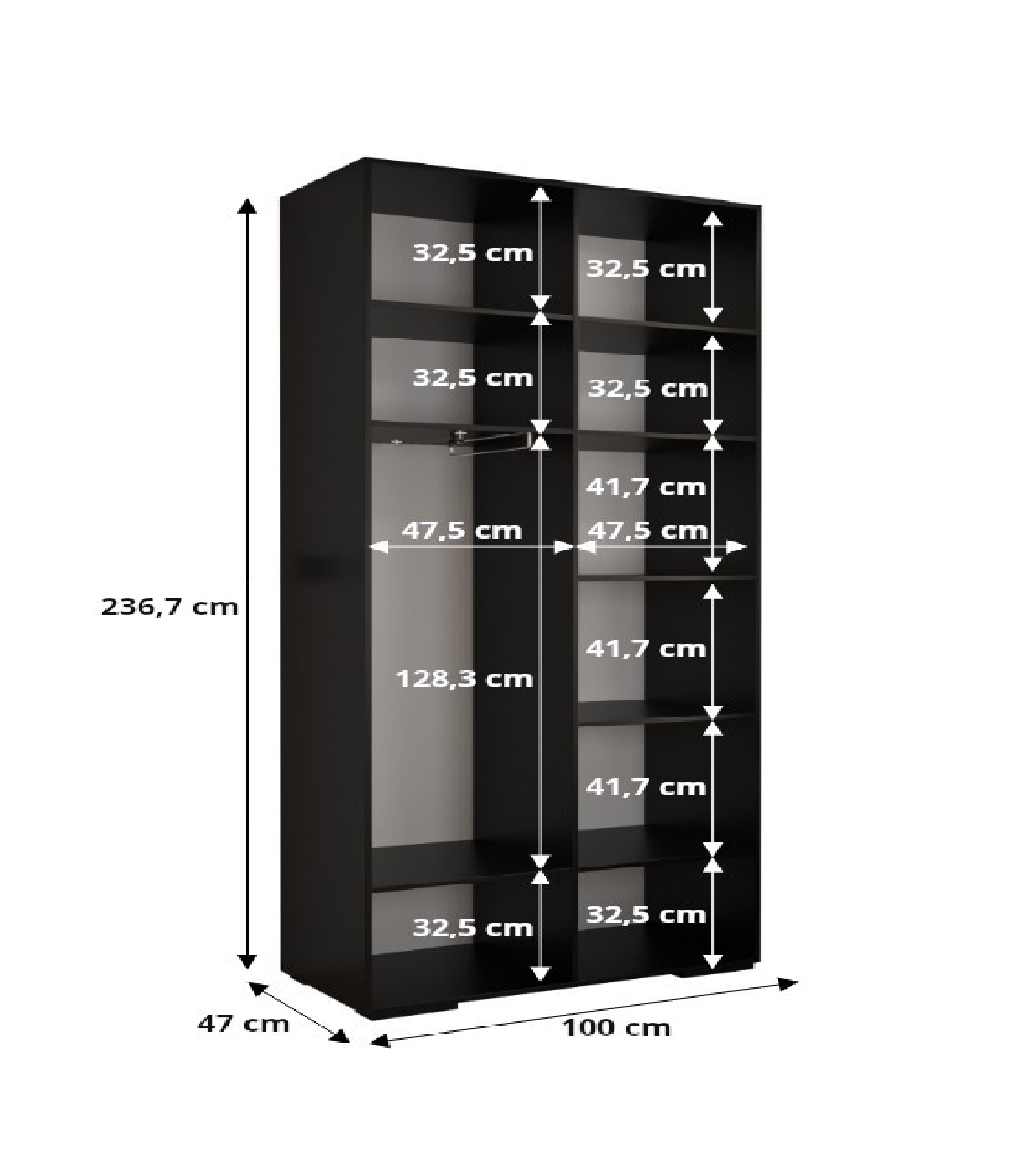 Szafa uchylna otwierana wysoka MANHATTAN RYFEL 10 200 x 40 x 236,7 cm biały + u. złoty Abiks Meble - 4