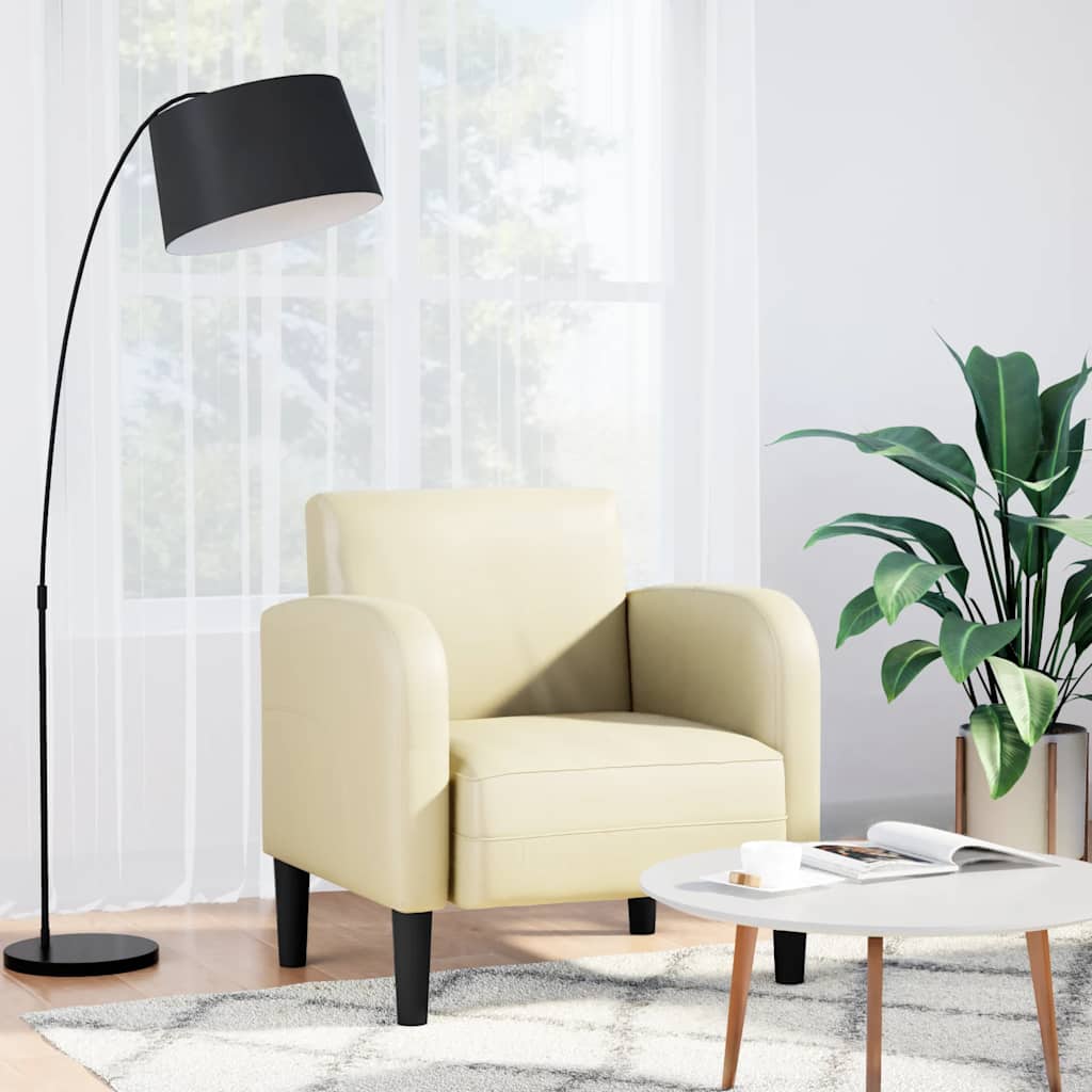 Sofa Fotel z Podłokietnikami Kremowy 54 cm Skóra ekologiczna vidaXL