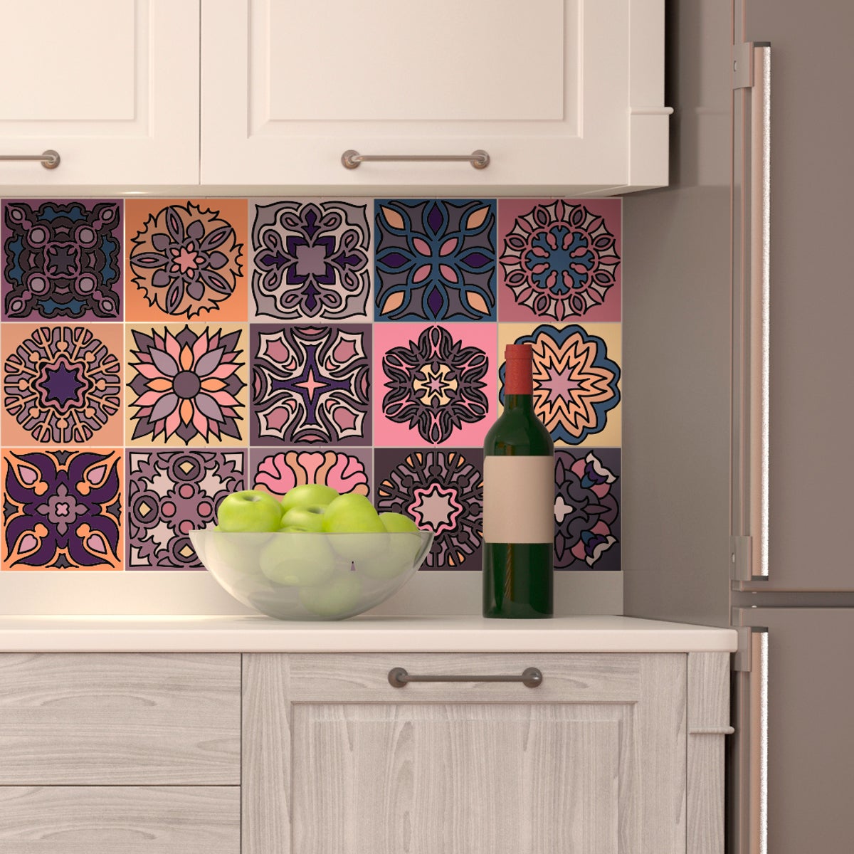 15 vinilo baldosas azulejos toledo - adhesivo de pared - revestimiento sticker mural decorativo - 15stickers10x10cm