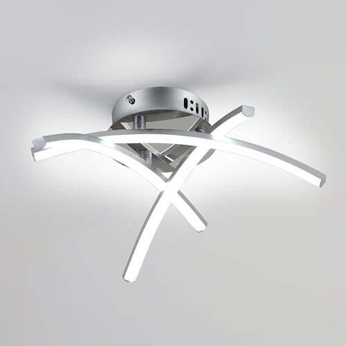 COMELY Plafoniera LED 21W 1900 lumen, 22W, cromata, plafoniera non dimmerabile per soggiorno, cucina, camera da letto, bianco freddo 6000K,
