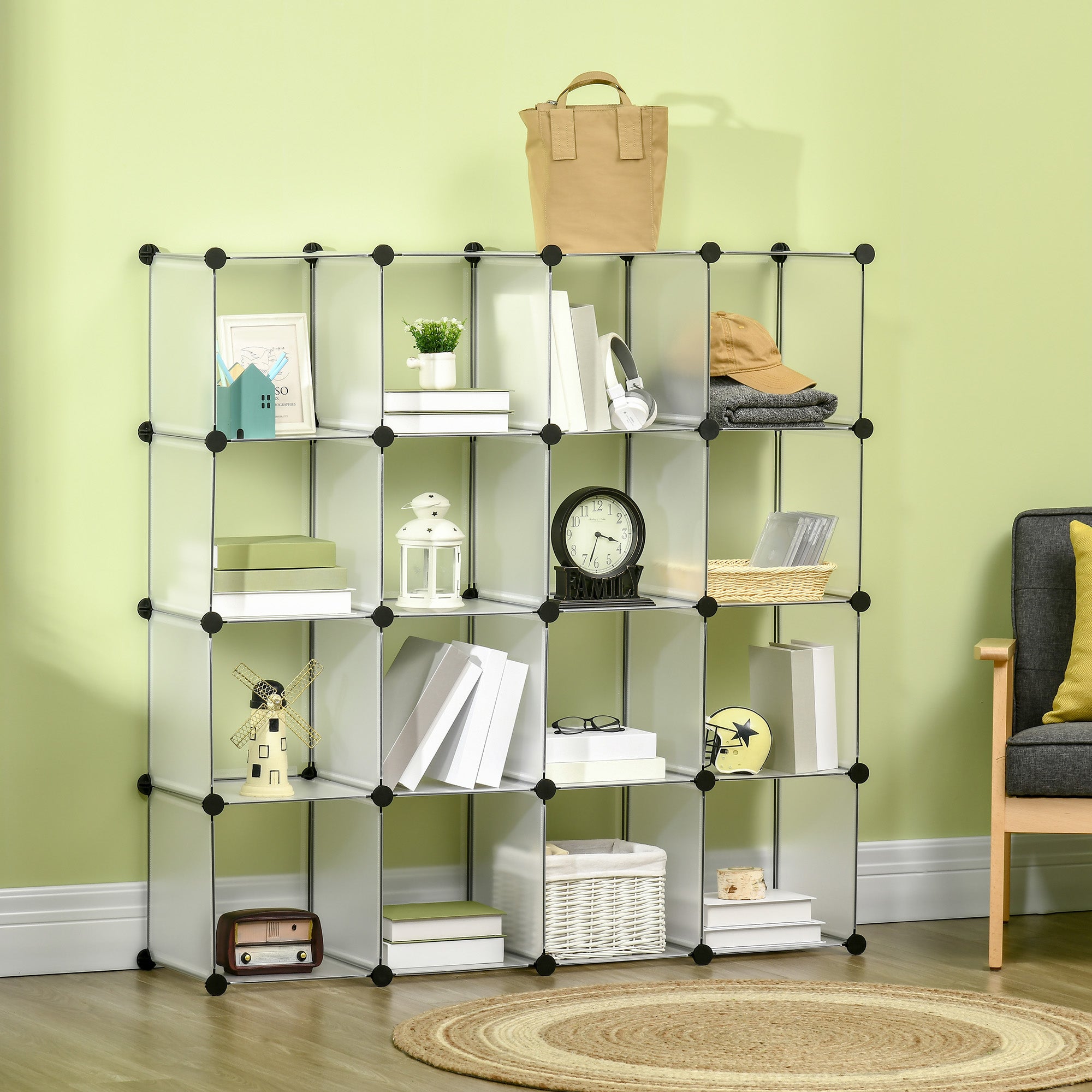 Meuble de rangement modulable, 16 cubes, meuble à chaussures, vêtements ...