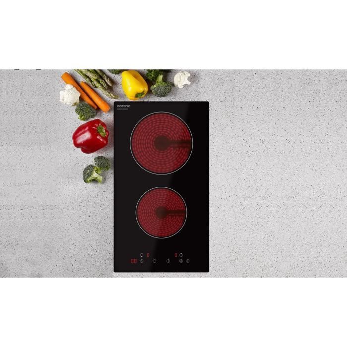 Plaque de cuisson vitrocéramique OCEANIC - 2 foyers - 2900W - commandes sensitives - 5