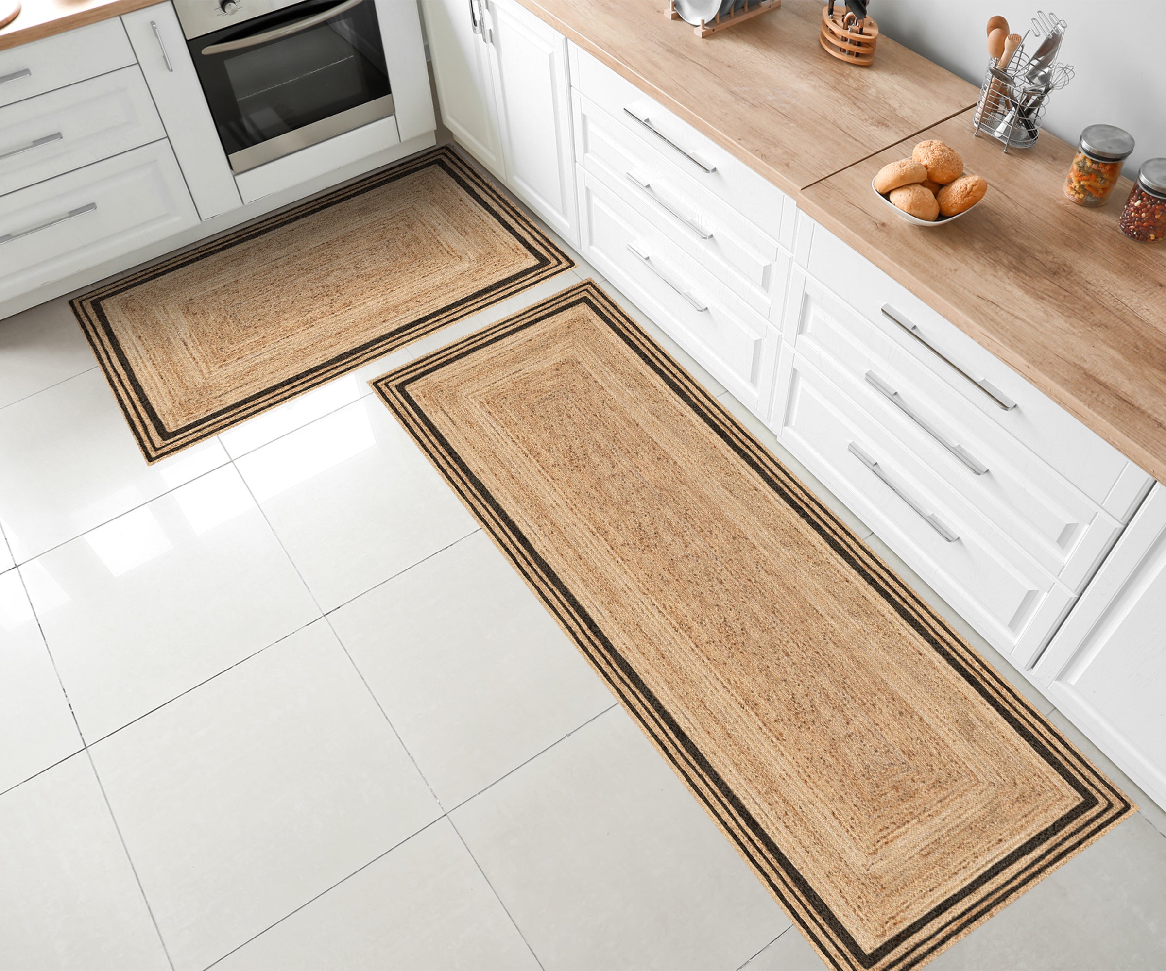 Tapis antidérapant en vinyle, Carthago Noir 66x150 cm - PVC imprimé, lavable, ignifuge, pour le salon et la cuisine - 2