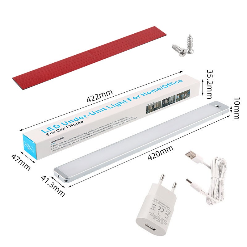 Dvnoua Luce LED Sottopensile Cucina 20CM, Luce armadio led con sensore 400 LED Lampada Guardaroba 4 Modalità 3 Temperature di Colori Dimmerabile 1000mAh USB Ricaricabile per armadio, Scale, 2PCS