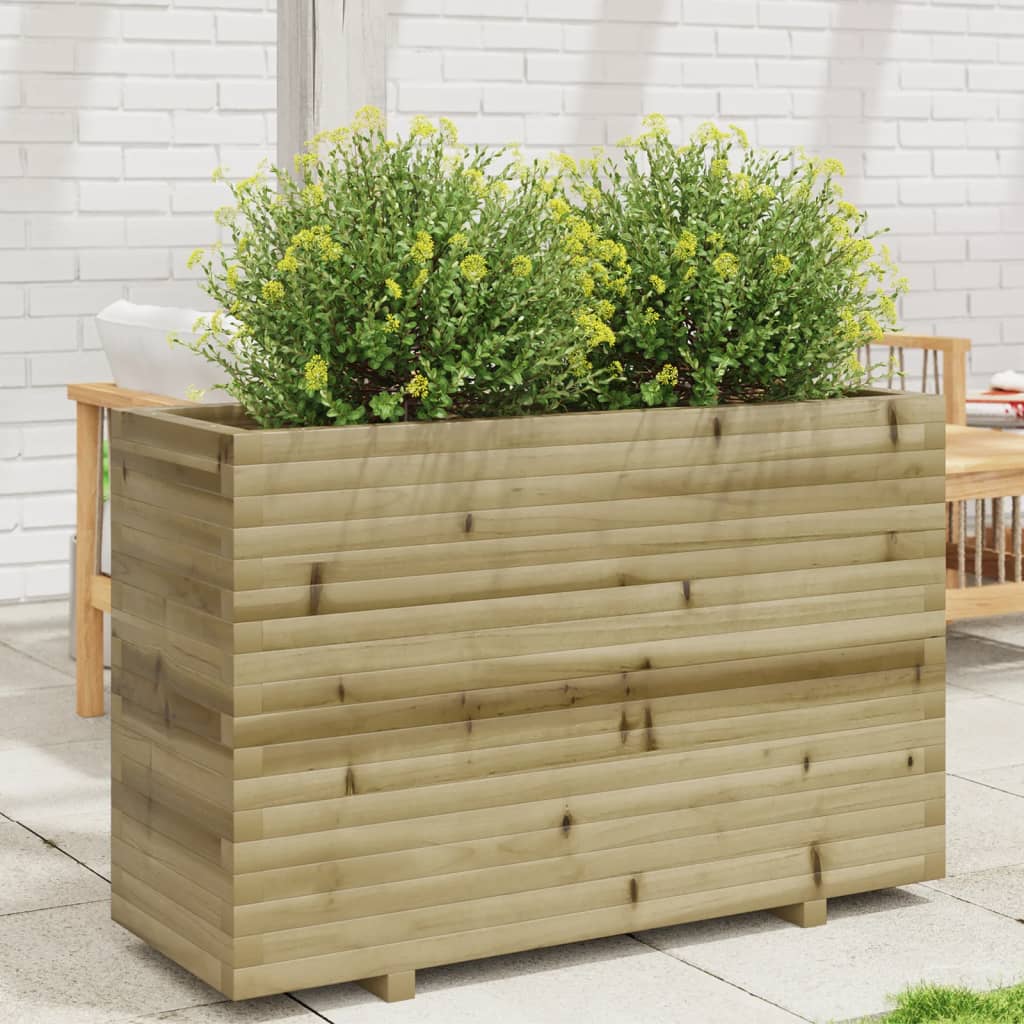 Letto Rialzato 90x90x20 Cm In Legno Di Pino Impregnato | Giardino E Balcone Con 9 Scomparti