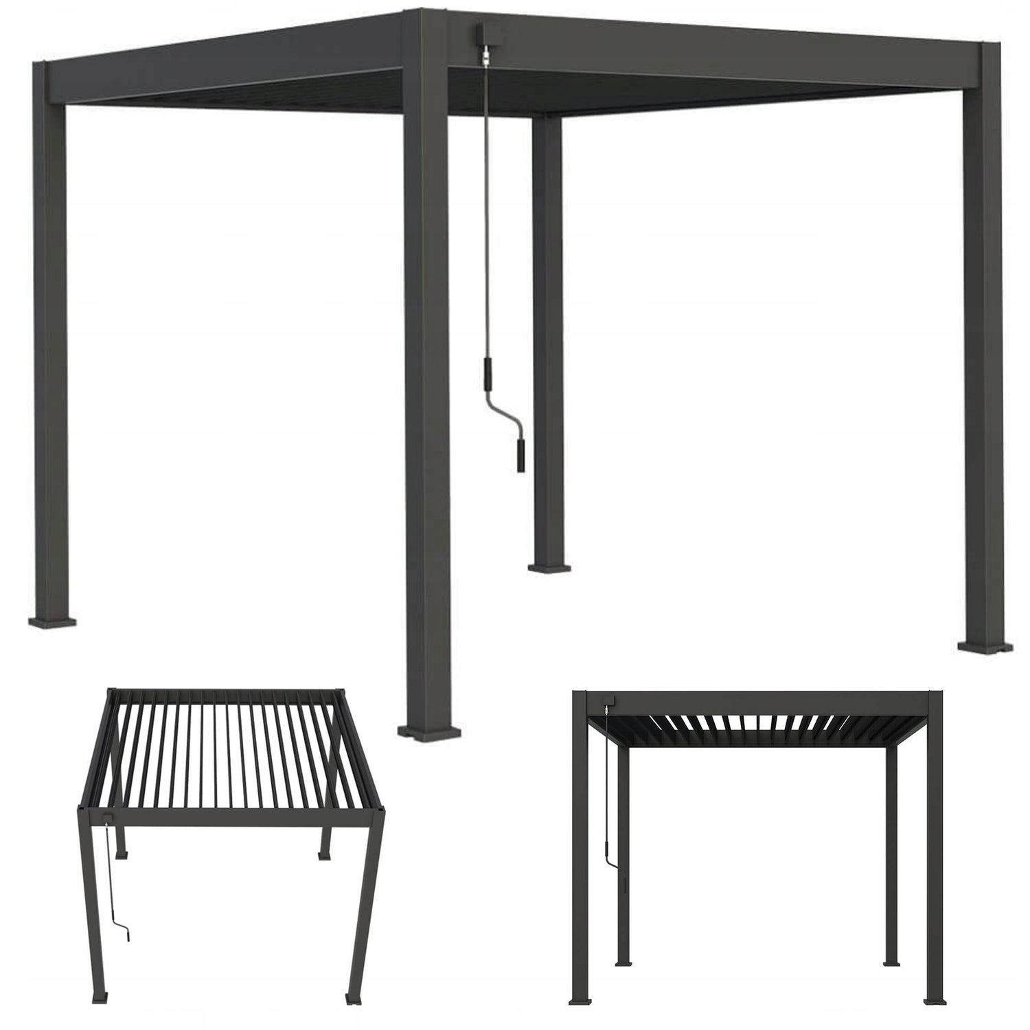 Pergola Tarasowa Gutroof Ogrodowa Zadaszenie Na Taras Elegance 3x3 Czarna 1 szt