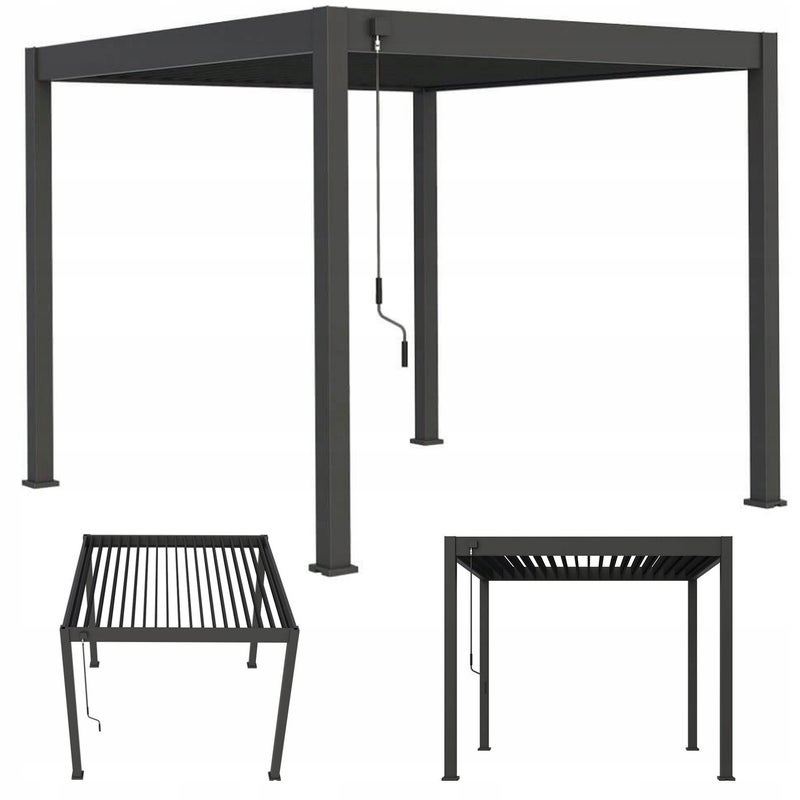 Pergola Tarasowa Gutroof Ogrodowa Zadaszenie Na Taras Elegance 3x3 Czarna 1 szt