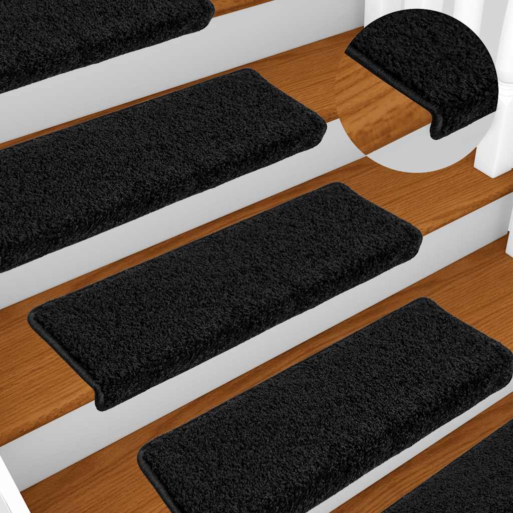 vidaXL Tapis d'escalier 20 pièces 65 x 21 x 4 cm Noir Bord rectangulaire - 4