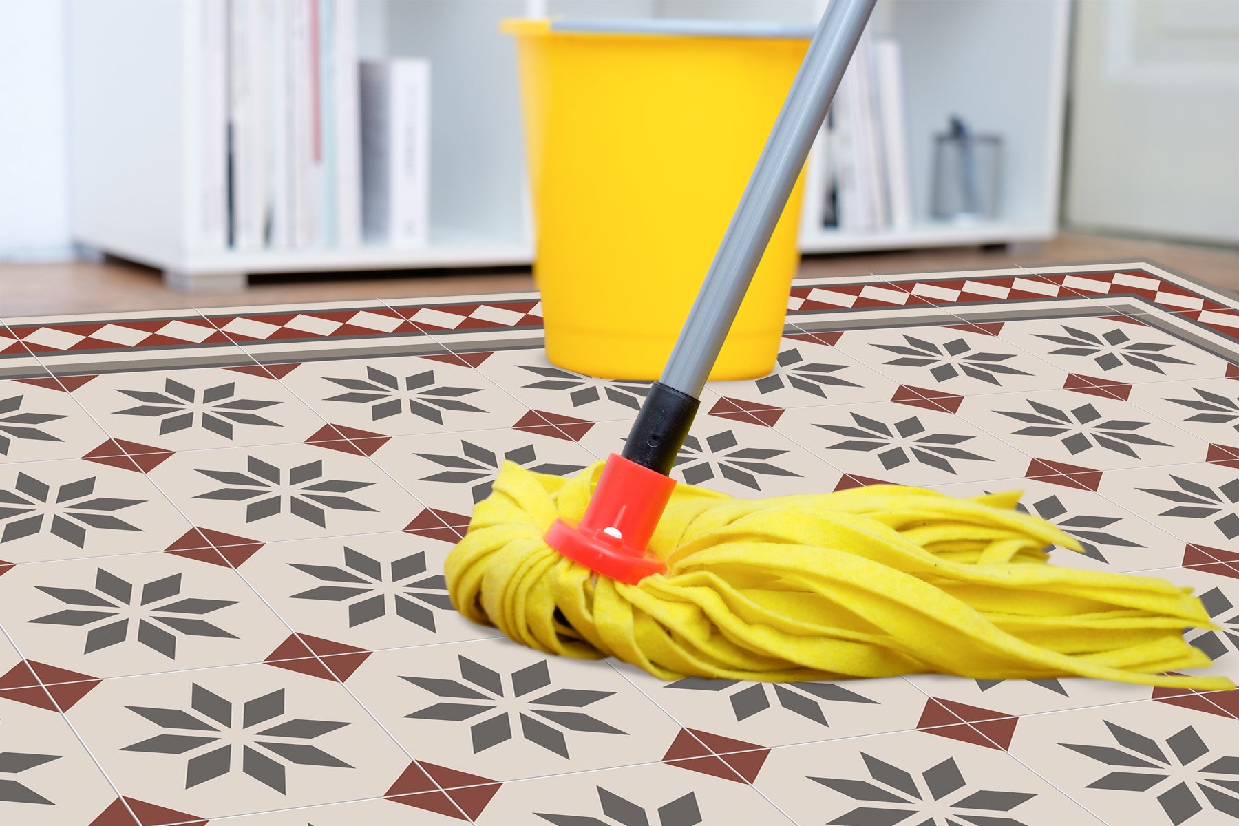 Tapis antidérapant en vinyle Jolie 100x133 cm - PVC imprimé, lavable, ignifuge, pour le salon ou la cuisine, style hydraulique - 5