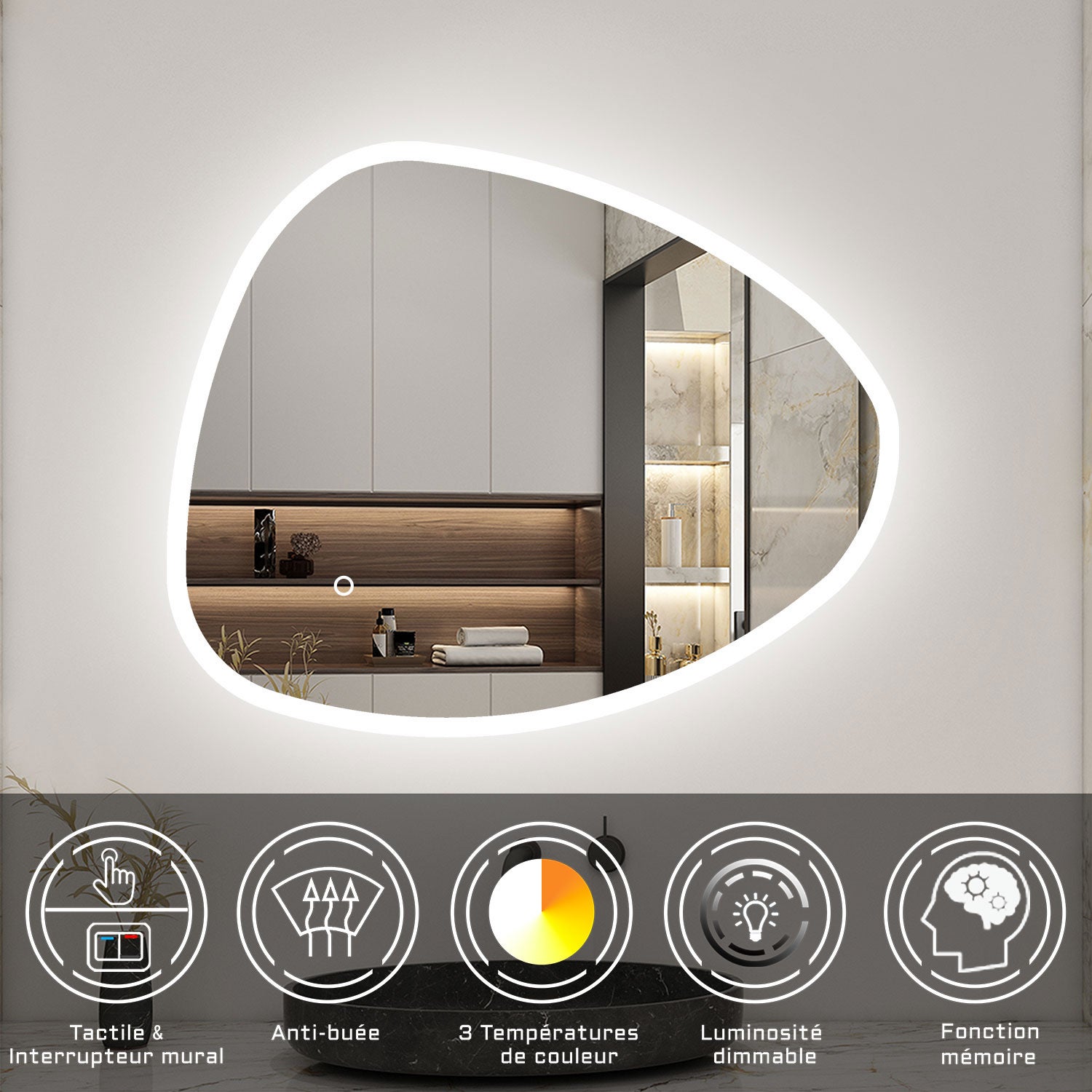 Ensemble Salle De Bain 80 Cm Avec Vasque Et Miroir Lumineux – Rangement Et Design Moderne