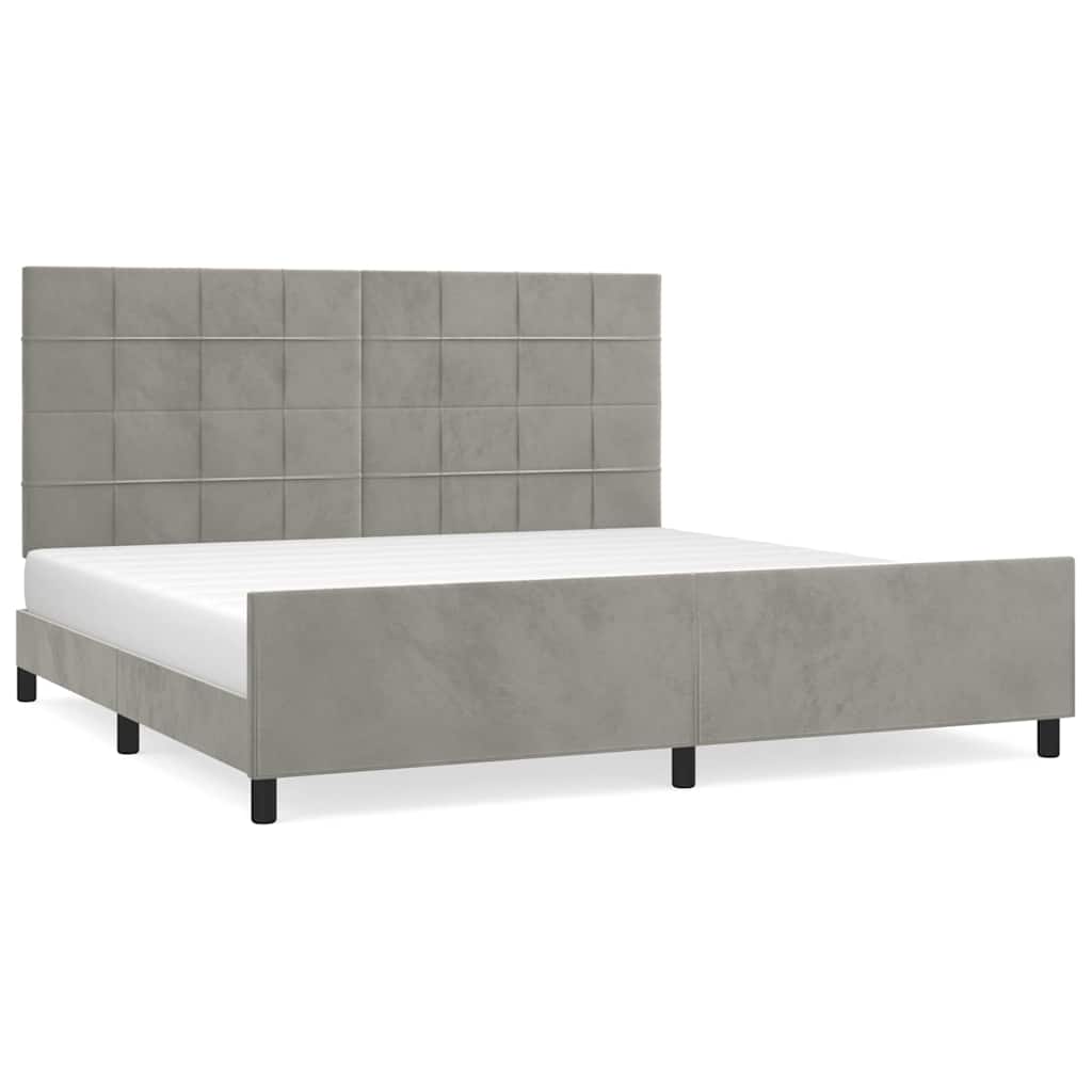 Cadre de lit sans matelas velours gris clair 200x200 cm - 2