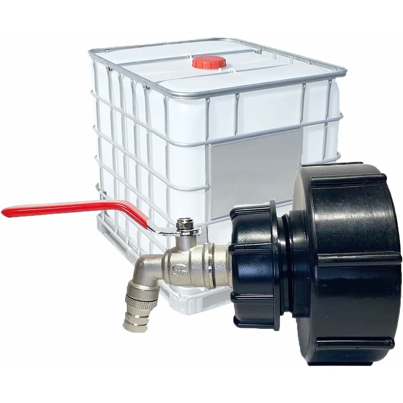 1 przyłącze do zbiornika kranowego, adapter do zbiornika IBC 1000L, gwint gruby S100x8/S60x6 3/4, zawór przyłączeniowy do wylotu kranu