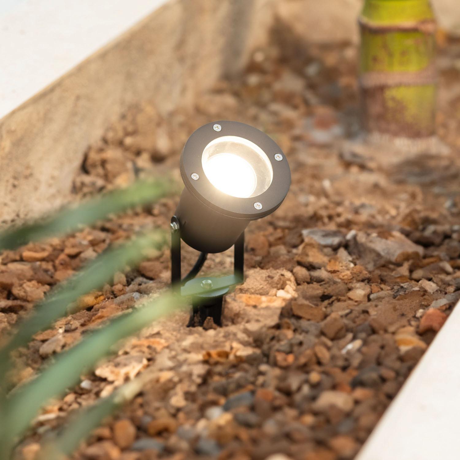 Ledkia - Foco Exterior GU10 Aluminio con Pincho Faro, Negro, Aluminio ...
