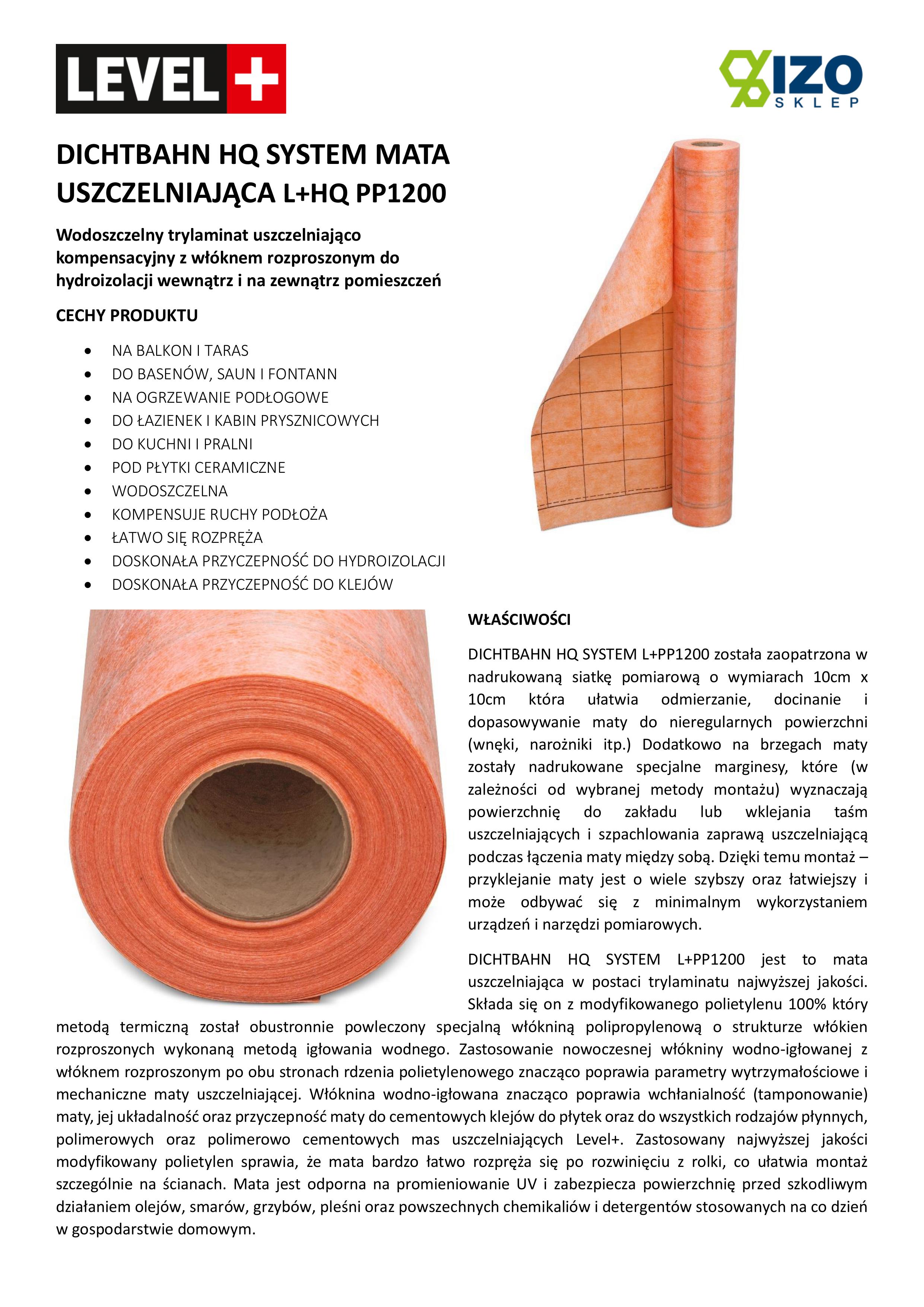 Membrane d'étanchéité Non-tissé d'étanchéité sous carrelage Etanche Orange HQ PP1200 - 60m² - 6