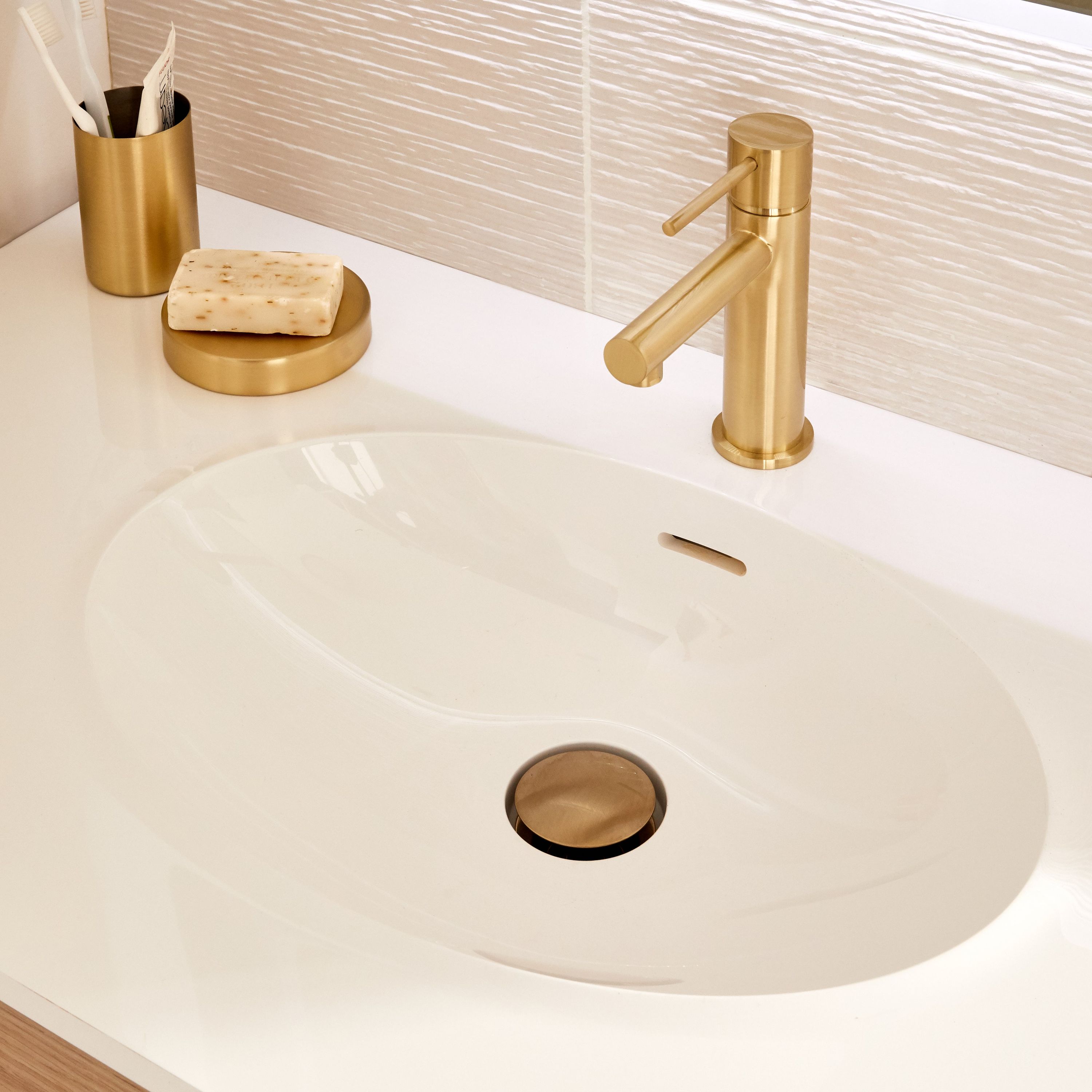 Miscelatore per lavabo M, oro spazzolato, Envol, ESSEBAGNO - 5