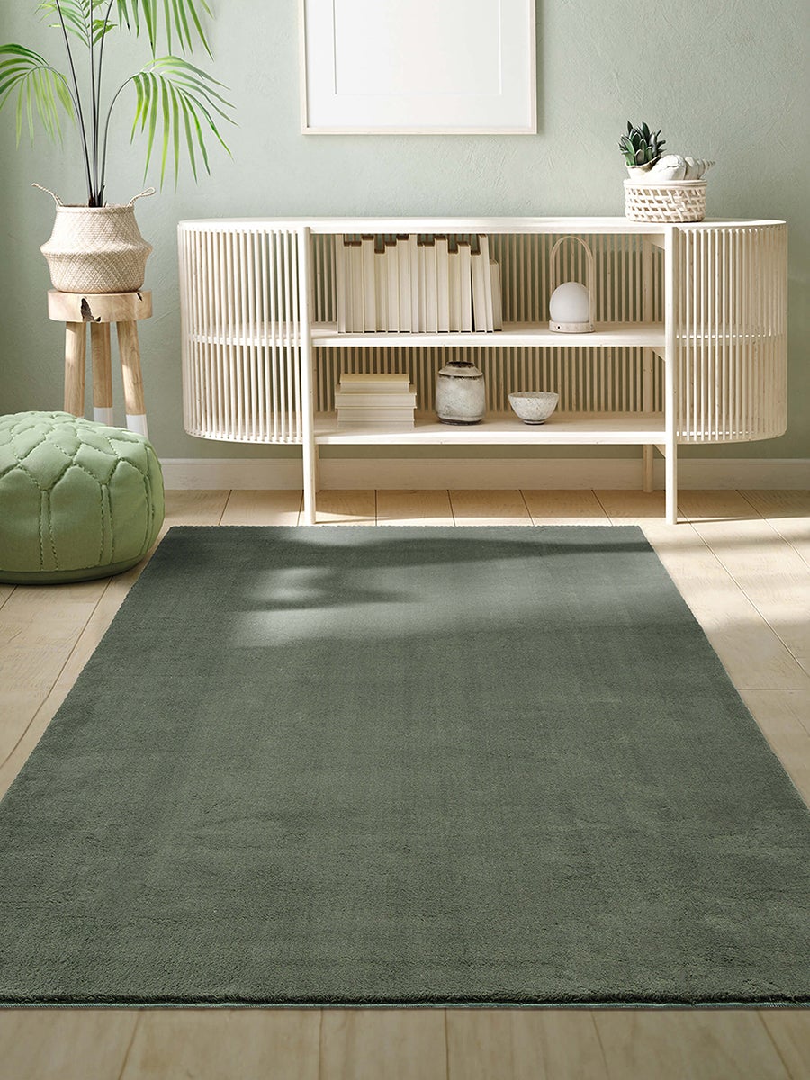 the carpet Relax tapis moelleux à poils courts, dessous antidérapant, lavable à 30 degrés, super soft, aspect fourrure, Forêt, 120 x 160 cm - 2