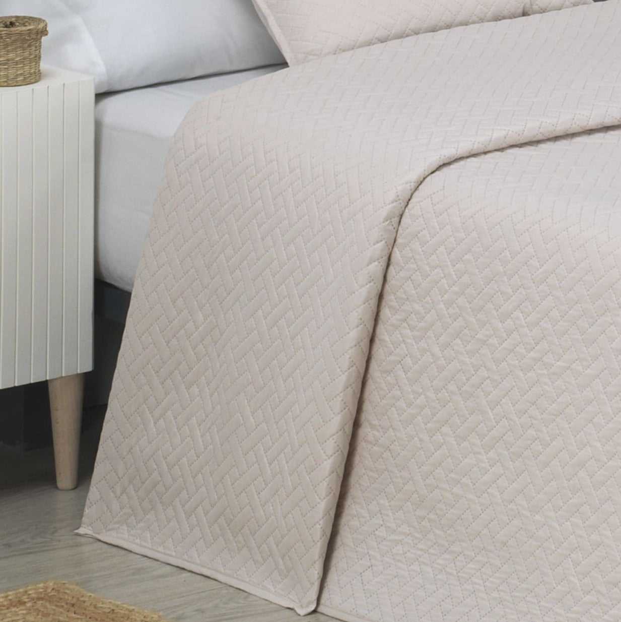 Colcha Bouti Lisa + Fundas Cojines Belmonte Crudo Cama De 135cm (235x260cm) - 4