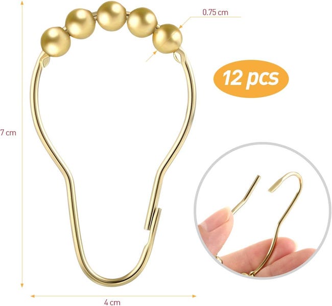 Anelli Tenda Doccia Acciaio Inox - 12 Pezzi Con Ganci, Sistema Scorrevole, 69x39mm - Foto 7