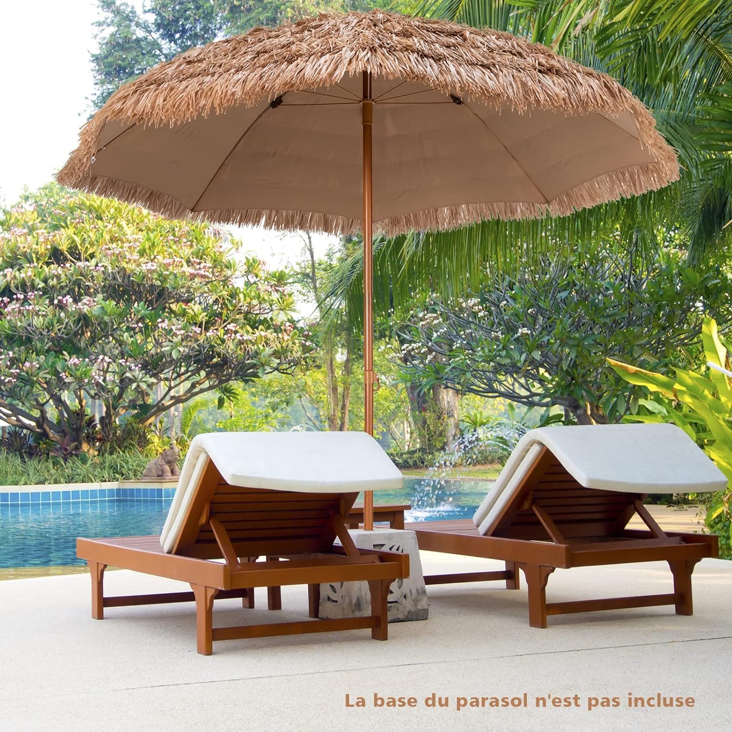 Sombrilla voladiza de pared, sombrilla de patio con cabezal inclinable y soporte ajustable, con 8 varillas y ventilación, beige - 5