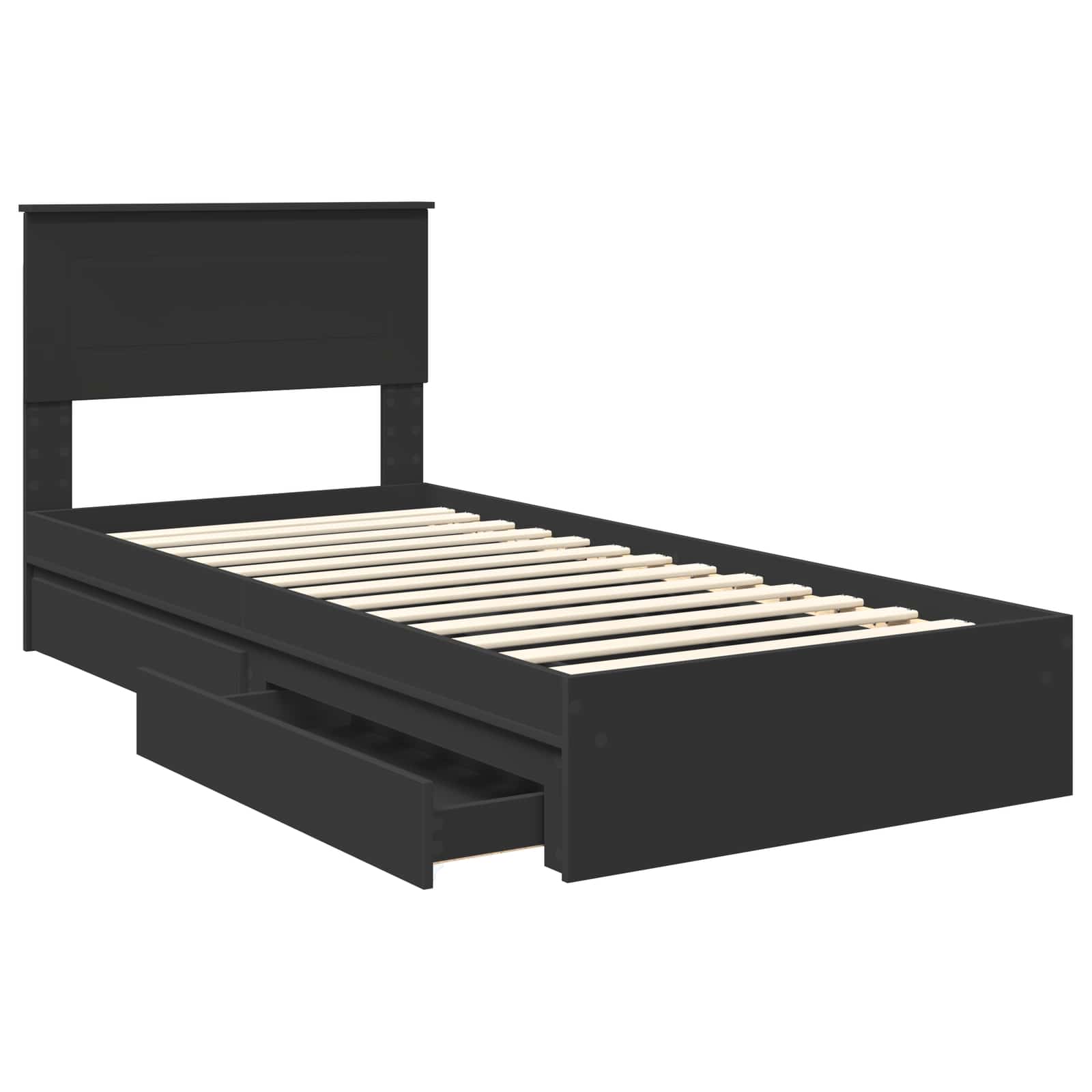 Lit de rangement avec tiroir noir 90 x 190 cm en panneau de bois - 5