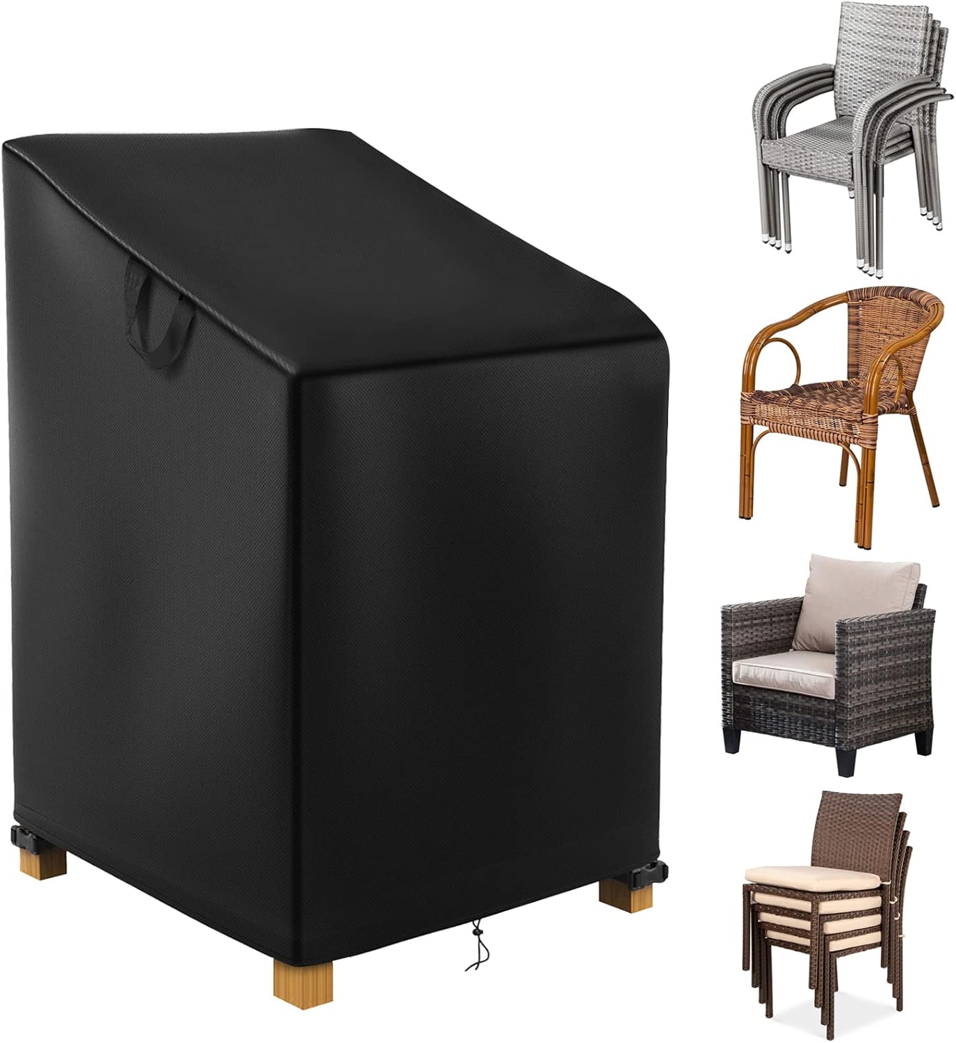 Pokrowiec na krzesło ogrodowe składany (70 x 70 x 120 cm), Oxford 210D, wodoodporny, czarny