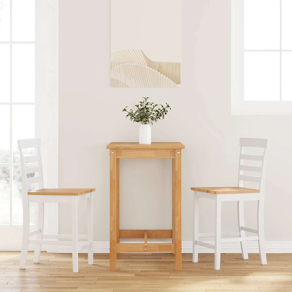 Maison Exclusive , Taburetes De Bar 2 Uds Madera Maciza Caucho Blanca , Leroy Merlin