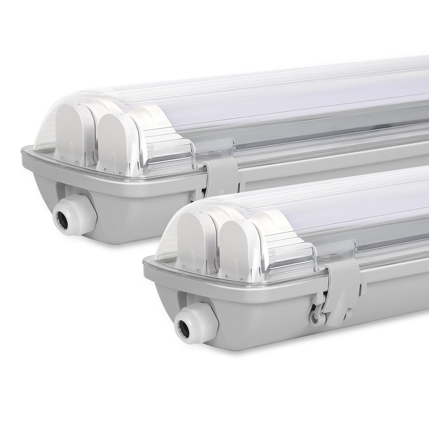 2x wodoodporna lampa listwowa LED do świetlówek T8 LED, IP65 120 cm, 2 x 18 W, neutralna biel