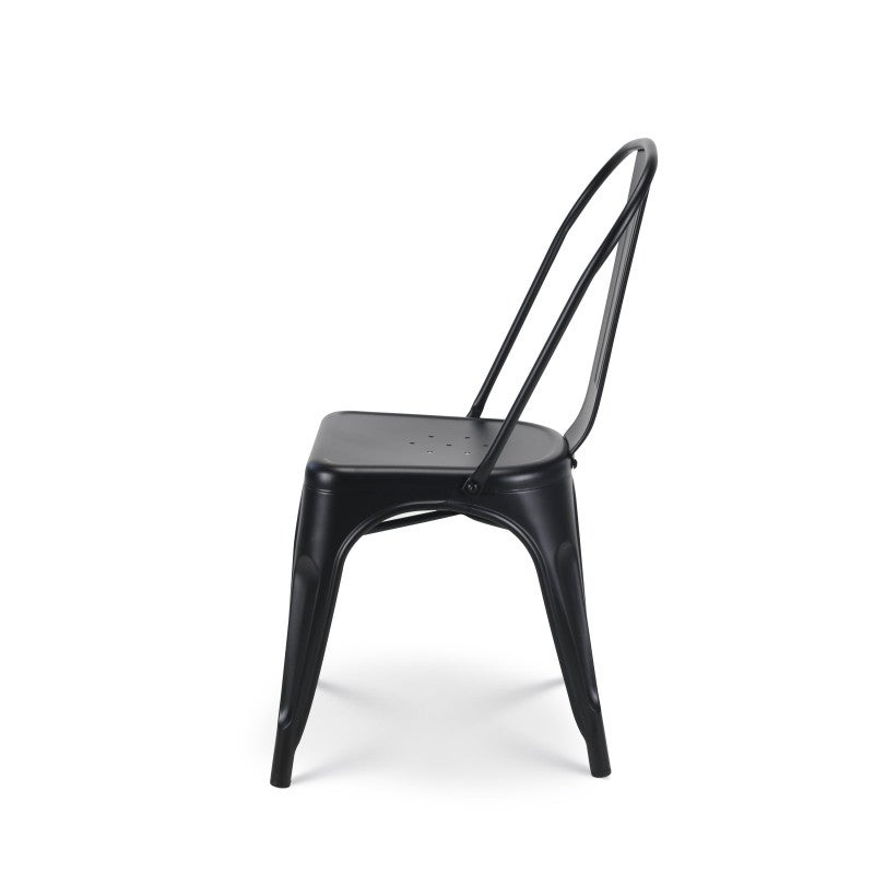 Lot de 4 chaises en métal noir mat - Style industriel - 4