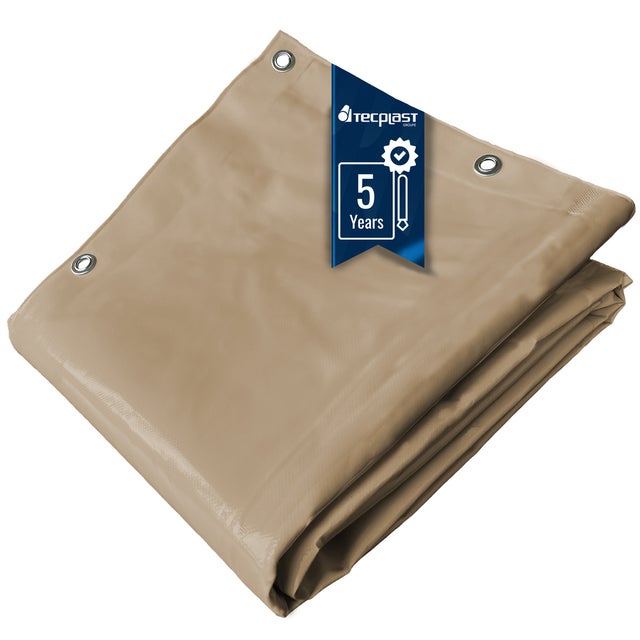 Bâche Brise Vue Beige foncé 3x4 m - Garantie 5 ans TECPLAST - LP506BV - Brise vent occultant en PVC - Pare vue jardin