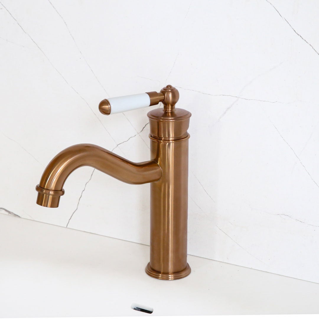 Leeds mitigeur lavabo bas rétro cuivre brossé - 2