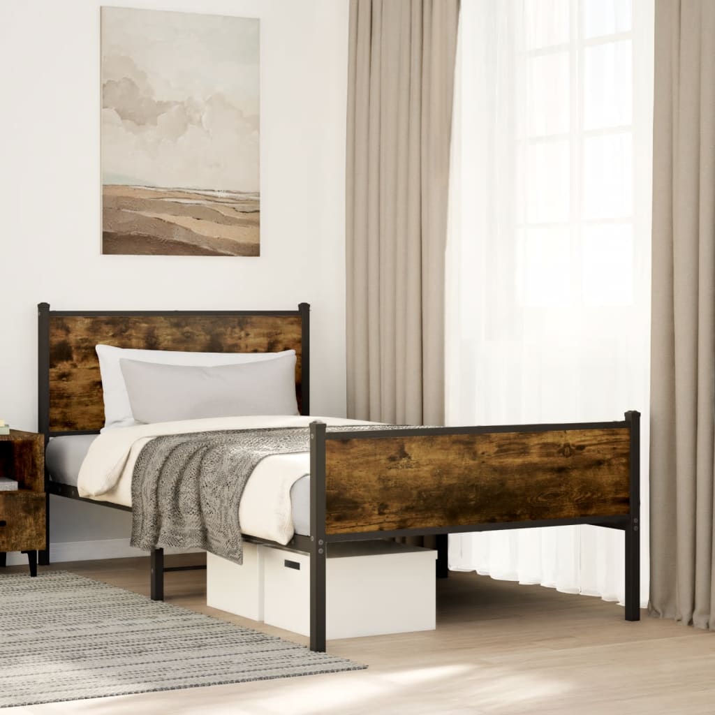 Łóżko Metalowe Czarne Rama łóżka Ze Stelażem Łóżko Do Sypialni Pokoju 100x190 cm