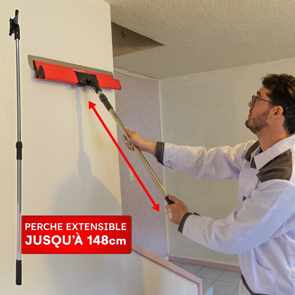Lames à Lisser plaquiste - Coffret lames 0.35mm et 0.5mm - Acier inoxydable - Perche extensible - Lames souples et rigides - 3