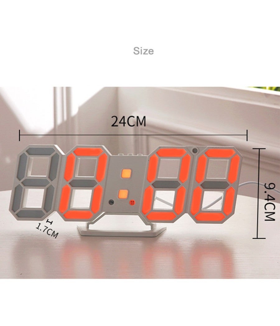 Trade Shop - Orologio Sveglia Digitale Display 3d A Led Da Tavolo Parete Arredo Casa Ufficio - - 4