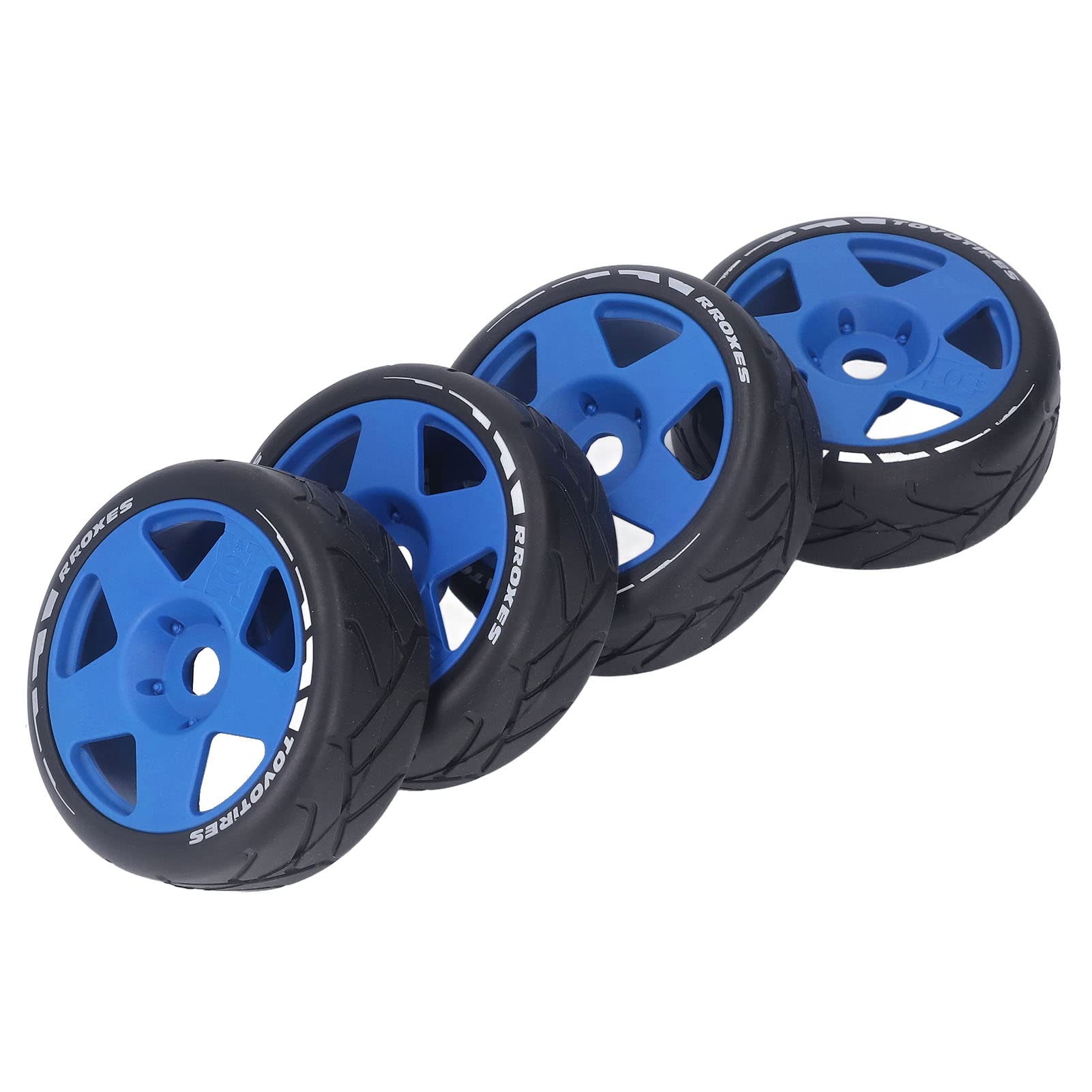 Pneus RC 1:8 GT - 4 Pneus De Course Sur Route à Forte Adhérence - Adaptateur 17mm - Diam. 10.2cm - Bleu