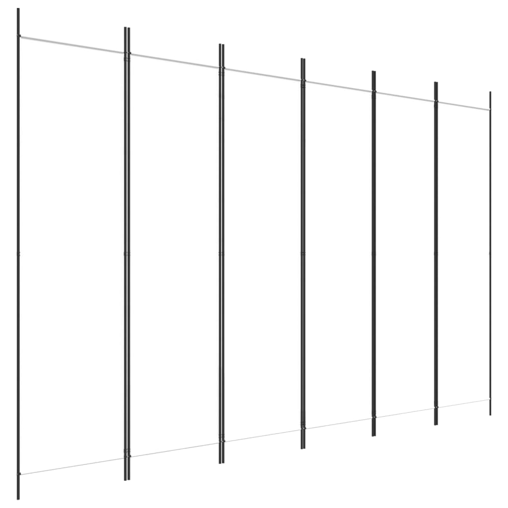 Paravientos | biombo divisor de 6 paneles de tela blanco 300x200 cm cfw20589