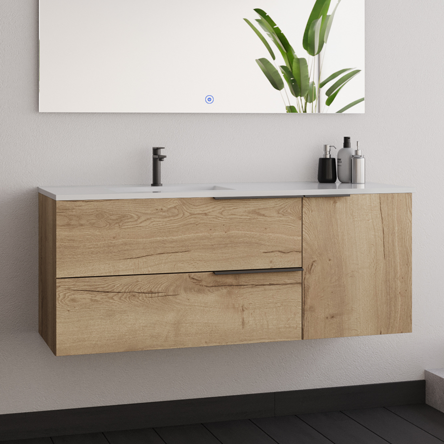 Meuble de salle de bain vasque déportée - KING et miroir Led STAM - 120cm - 2