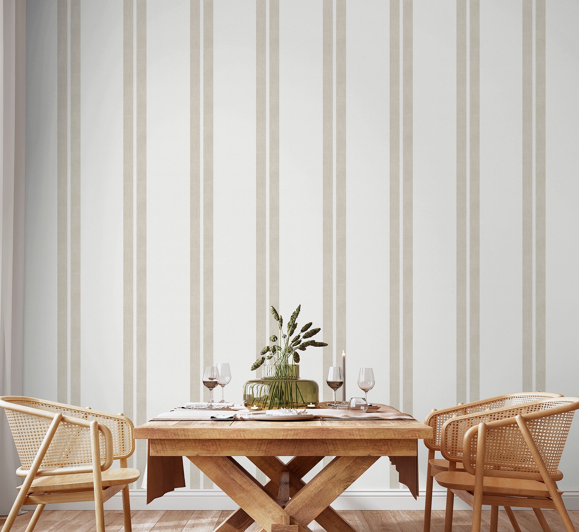 Papel pintado TNT Autoadhesivo Rayas doble Beige 53x600 cm 678-1 - 2